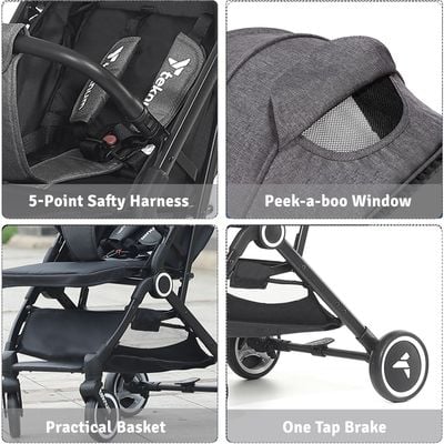 Teknum Travel Cabin Stroller with Coffee Cup Holder - Grey